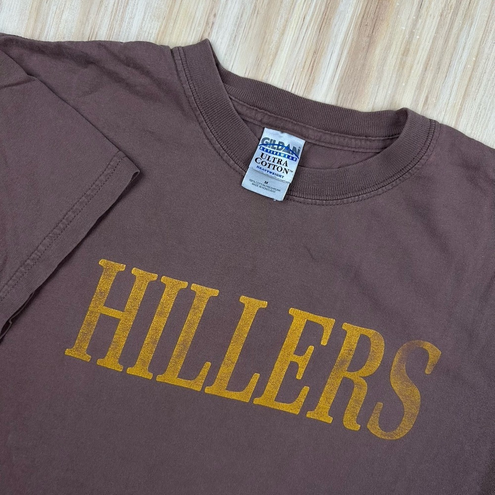 Vintage Hillers 18250‎ PA T Shirt Mens Medium Brown Boxy Flaws Summit Hill Y2K